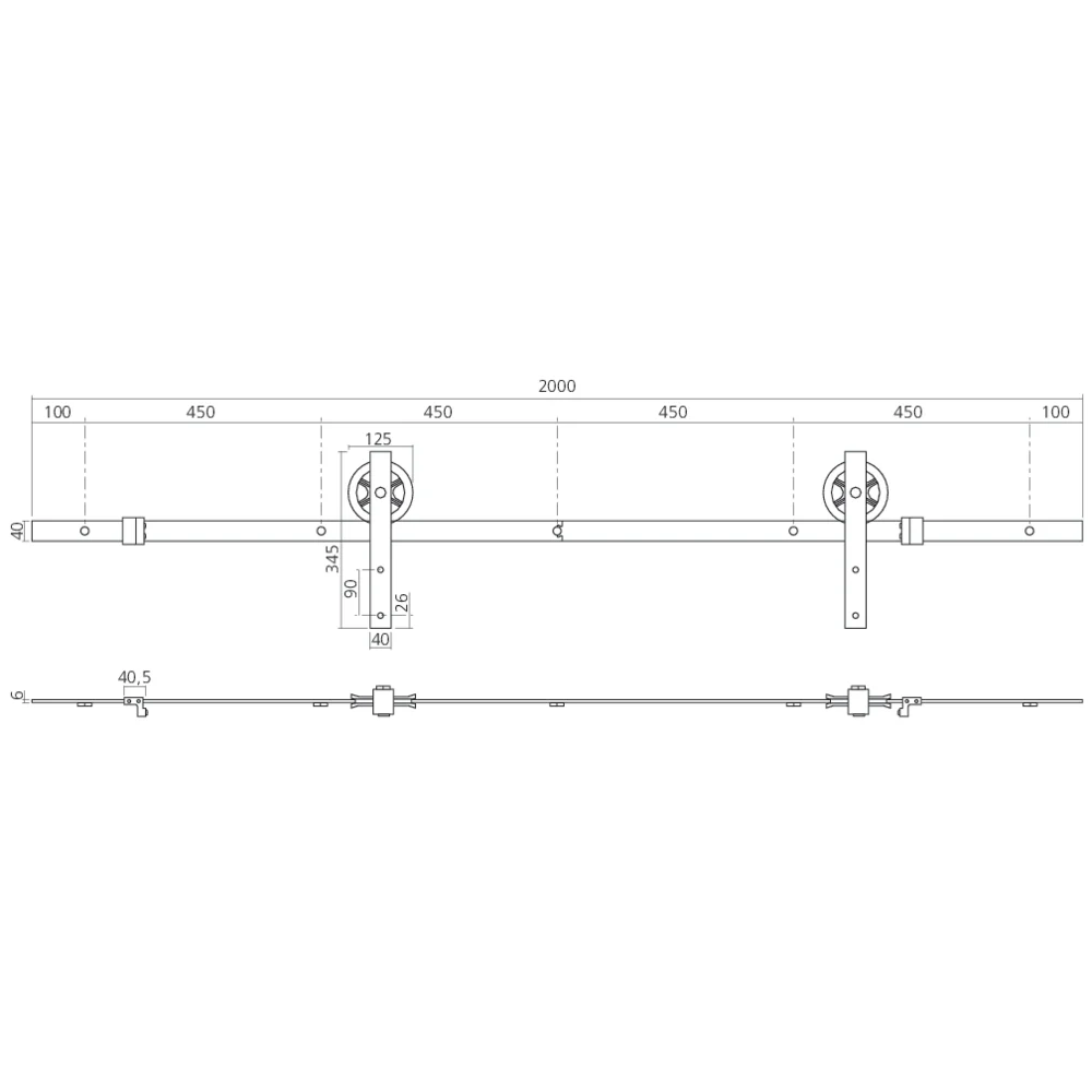 Set complet pour porte coulissante WHEEL