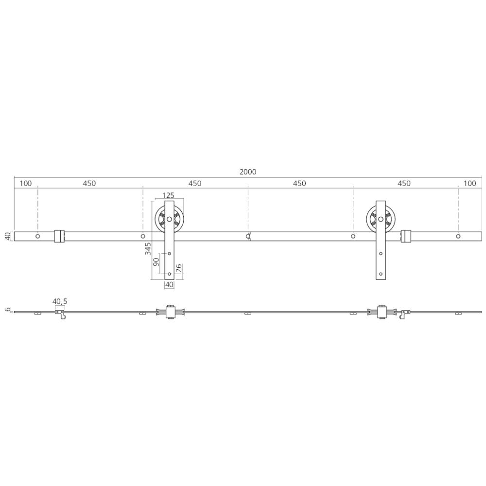 Set complet pour porte coulissante WHEEL