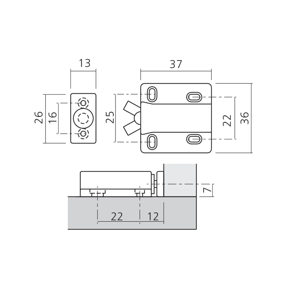 Set de loqueteaux pour porte affleurante