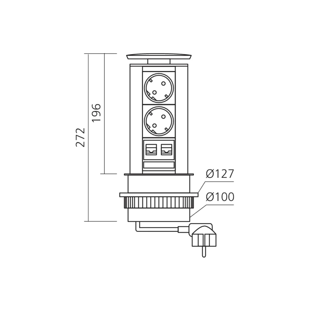 Bloc prises avec RJ45 diamètre 100