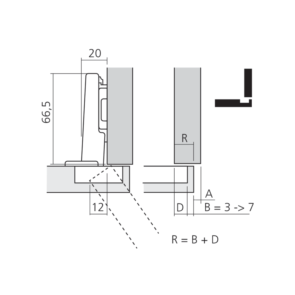 Charnière CLIP top 110° pour porte en applique
