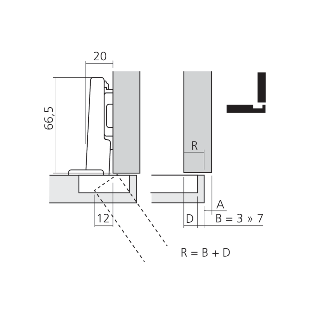 Charnière CLIP top 110° pour porte en applique
