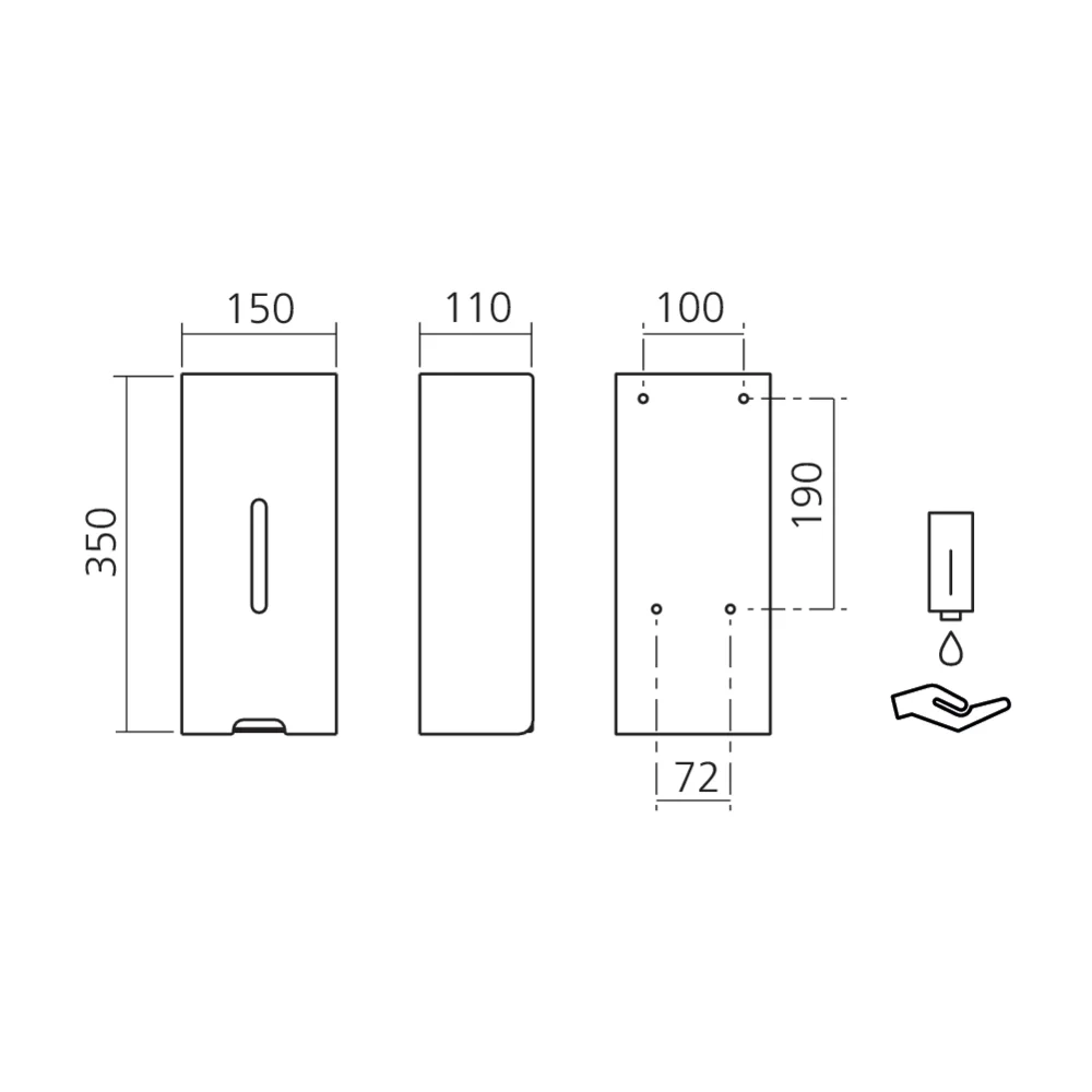 Distributeur de savon ou gel désinfectant mural