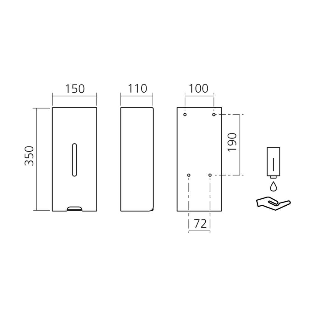 Distributeur de savon ou gel désinfectant mural
