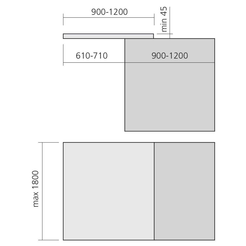 Ferrure de plan de travail et table TOP 33