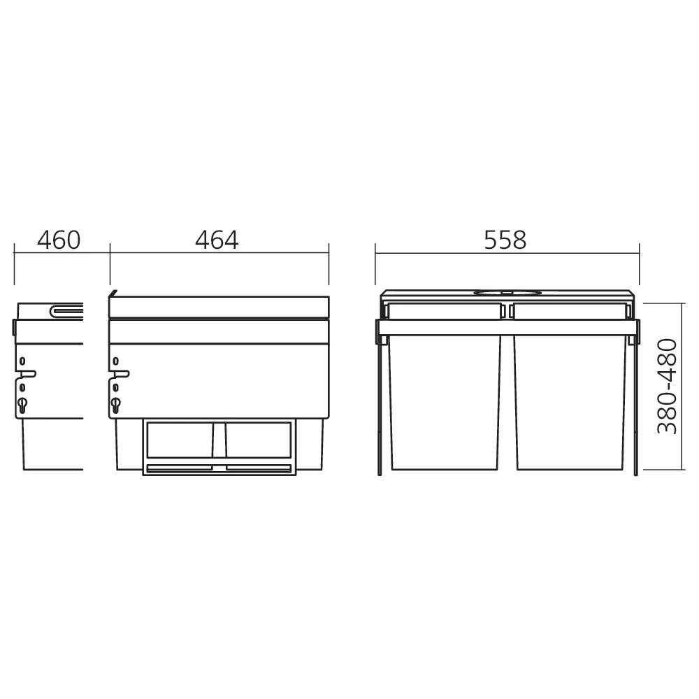 Poubelle à tri sélectif pour élément de 600 mm 42 à 56 L