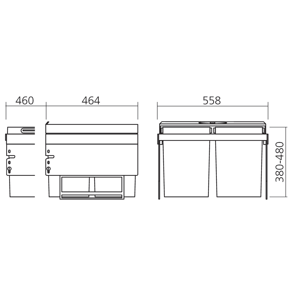 Poubelle à tri sélectif pour élément de 600 mm 42 à 56 L