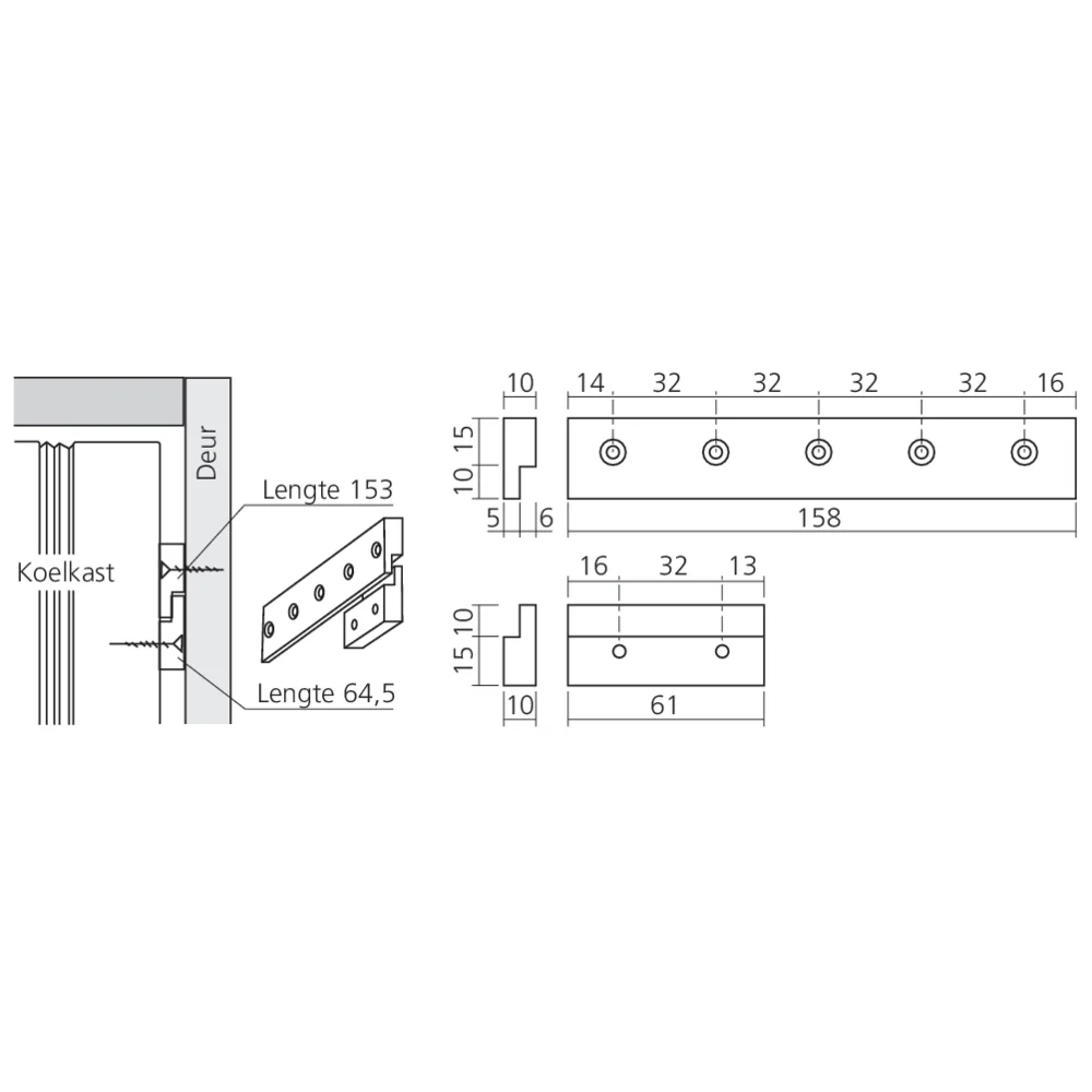 Coulisseau de porte de frigo