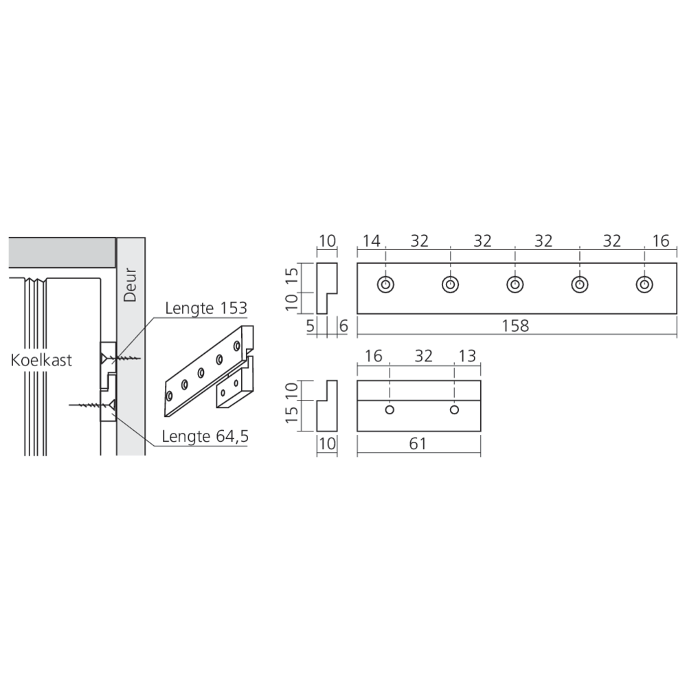 Coulisseau de porte de frigo