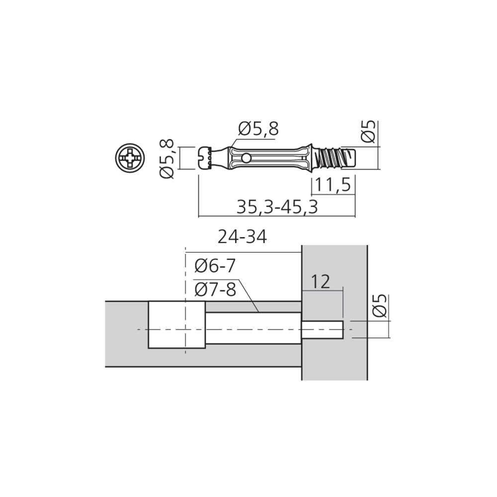 Tourillon TWINSTART filet bois Ø5 mm