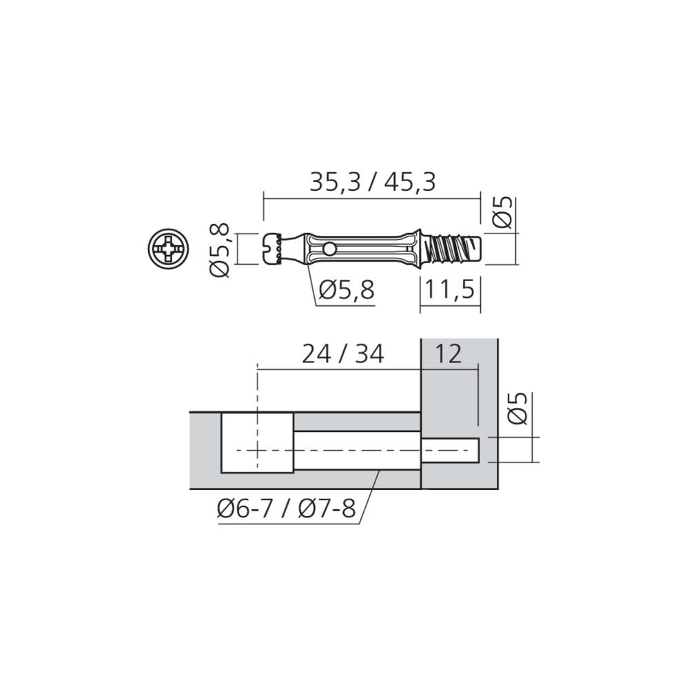 Tourillon TWINSTART filet bois Ø5 mm