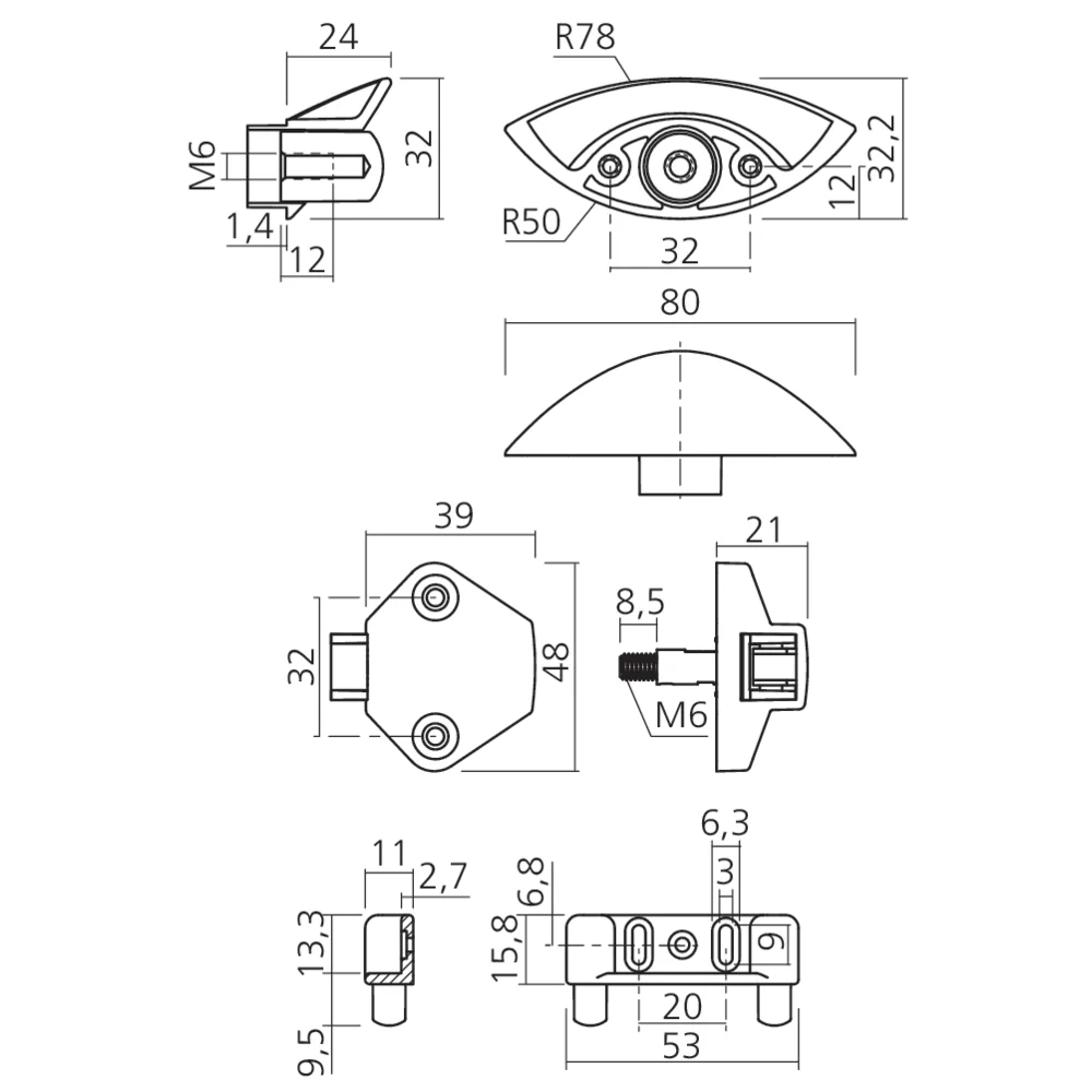 Serrure coquille à poussoir