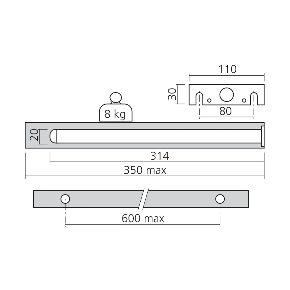 Console invisible Ø20 mm