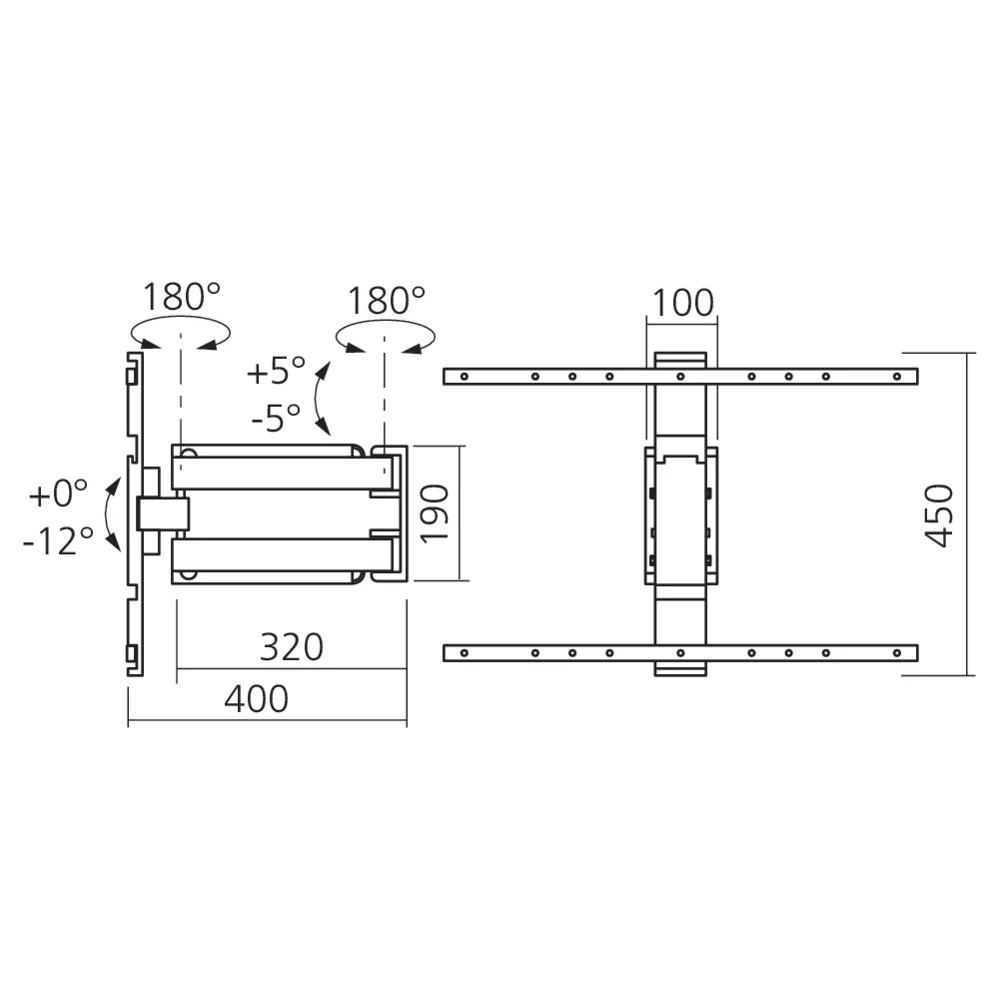 Support mural inclinable pour écran de 37'' à 55''