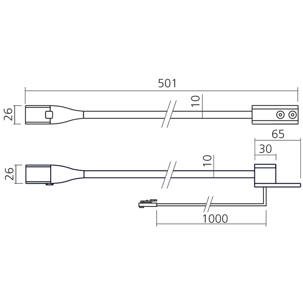 Spot carré sur flexible Flexi