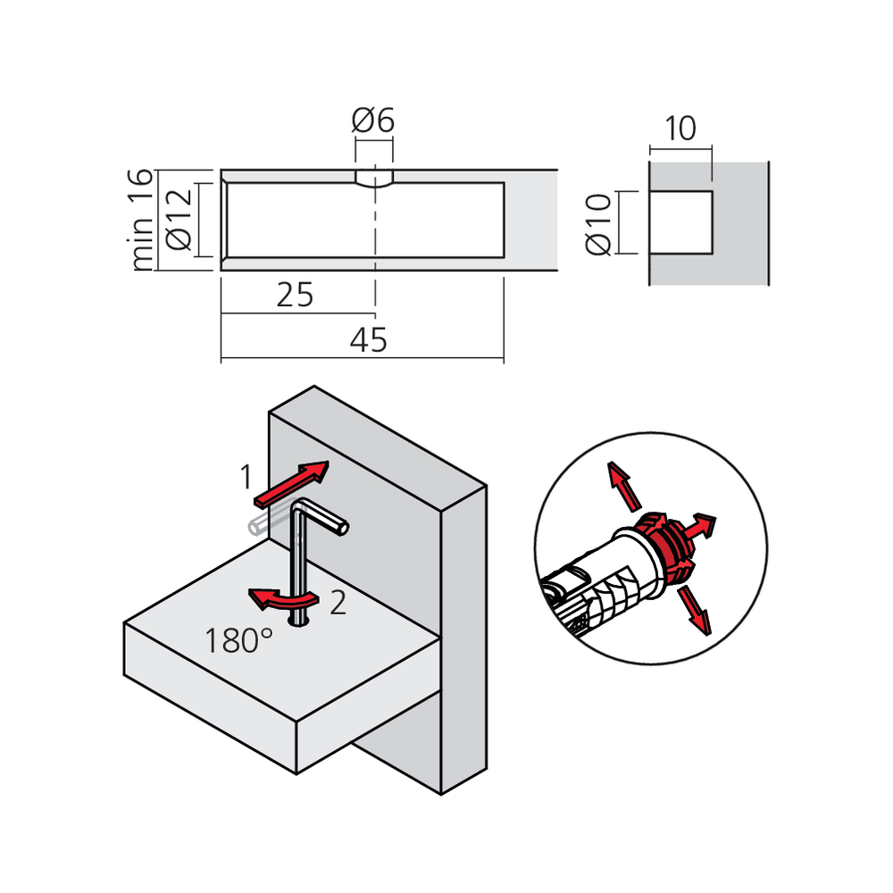 Ferrure de tablette ROTO