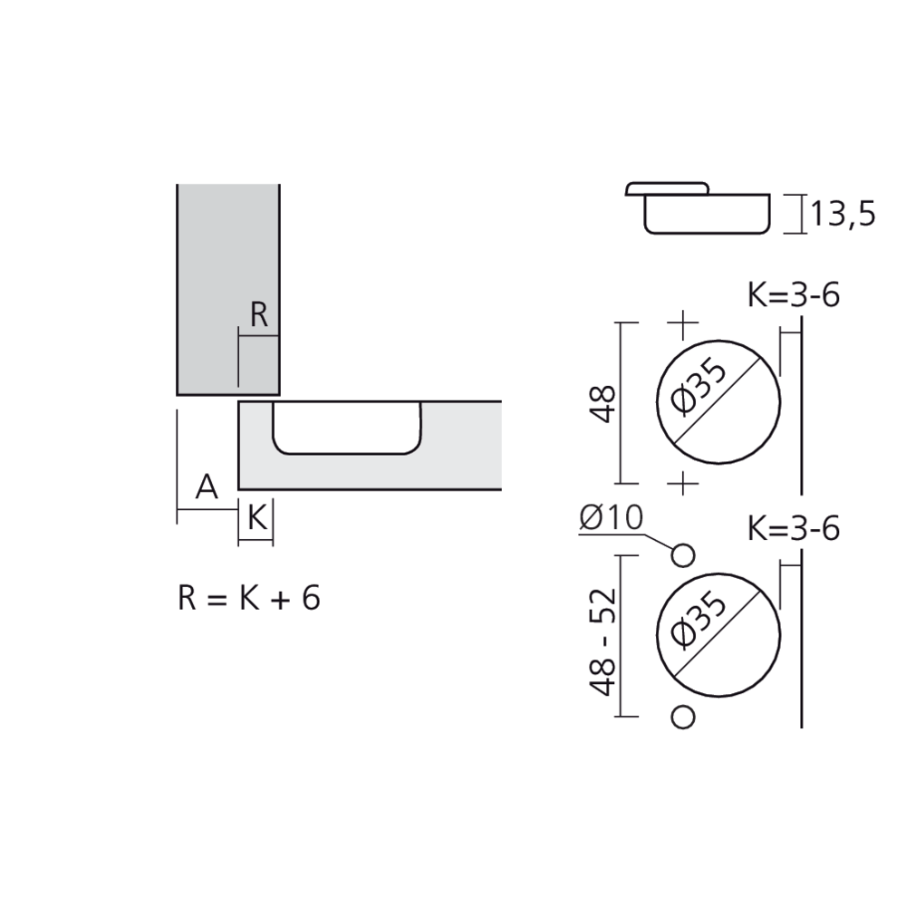 Charnière 110° en semi-applique amortie Silentia+