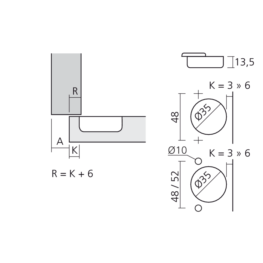 Charnière 110° en semi-applique amortie Silentia+