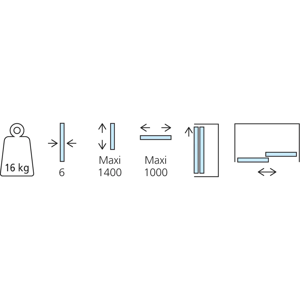 Garniture 2 portes à coller Clipo 16 verre
