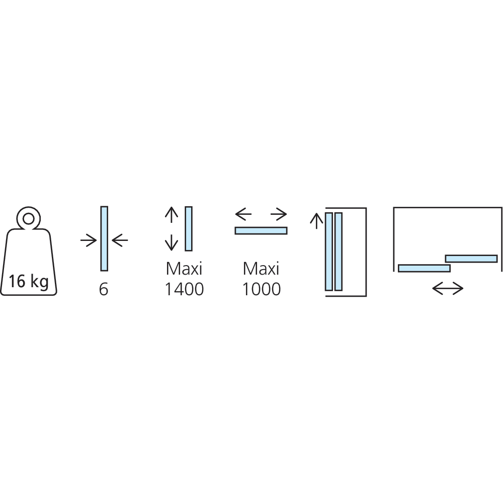 Garniture 2 portes à coller Clipo 16 verre