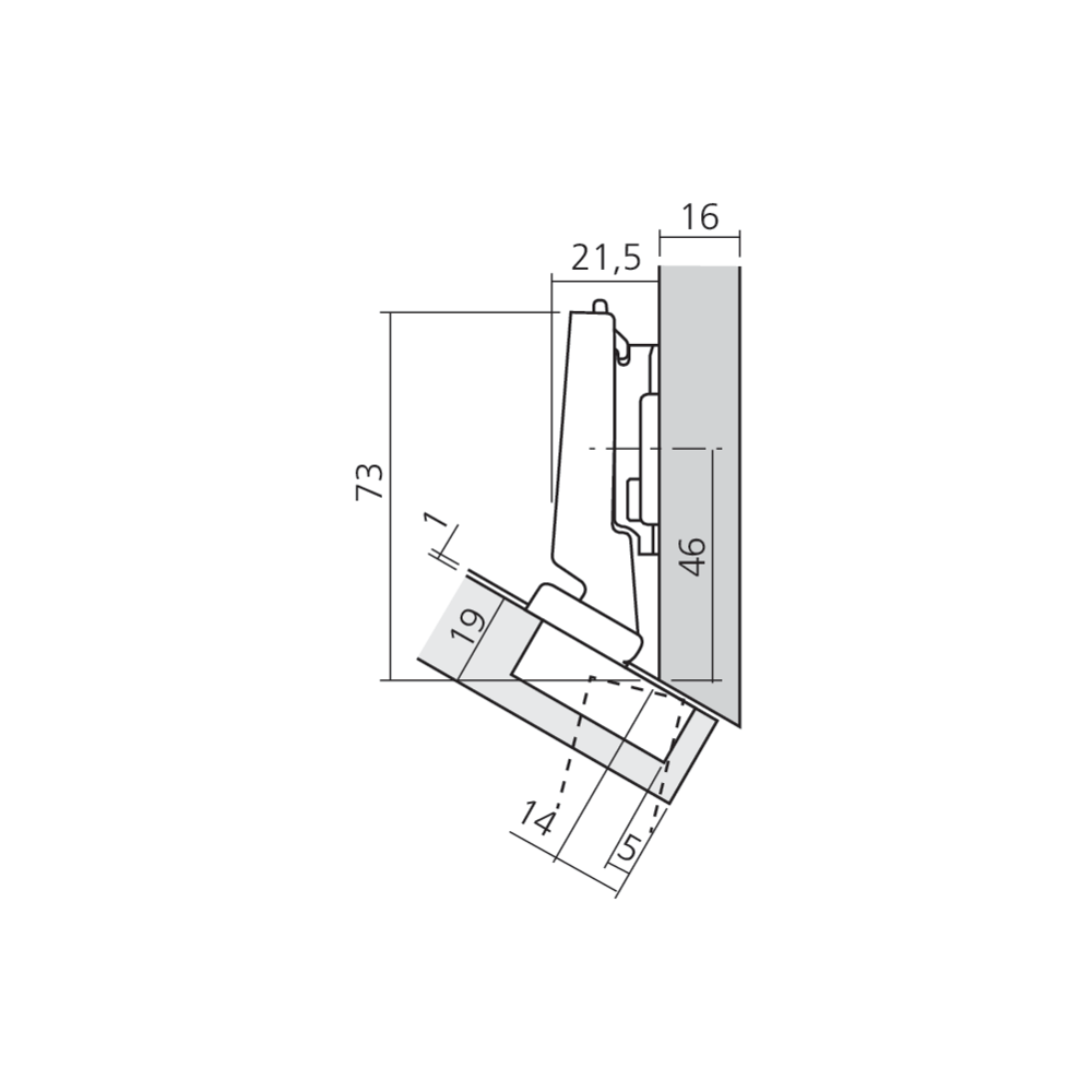 Charnière CLIP top BLUMOTION pour porte d'angle -30°