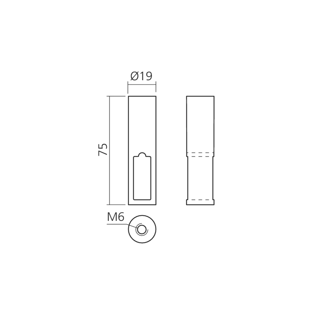 Support intermédiaire Ø19 pour tube rectangle