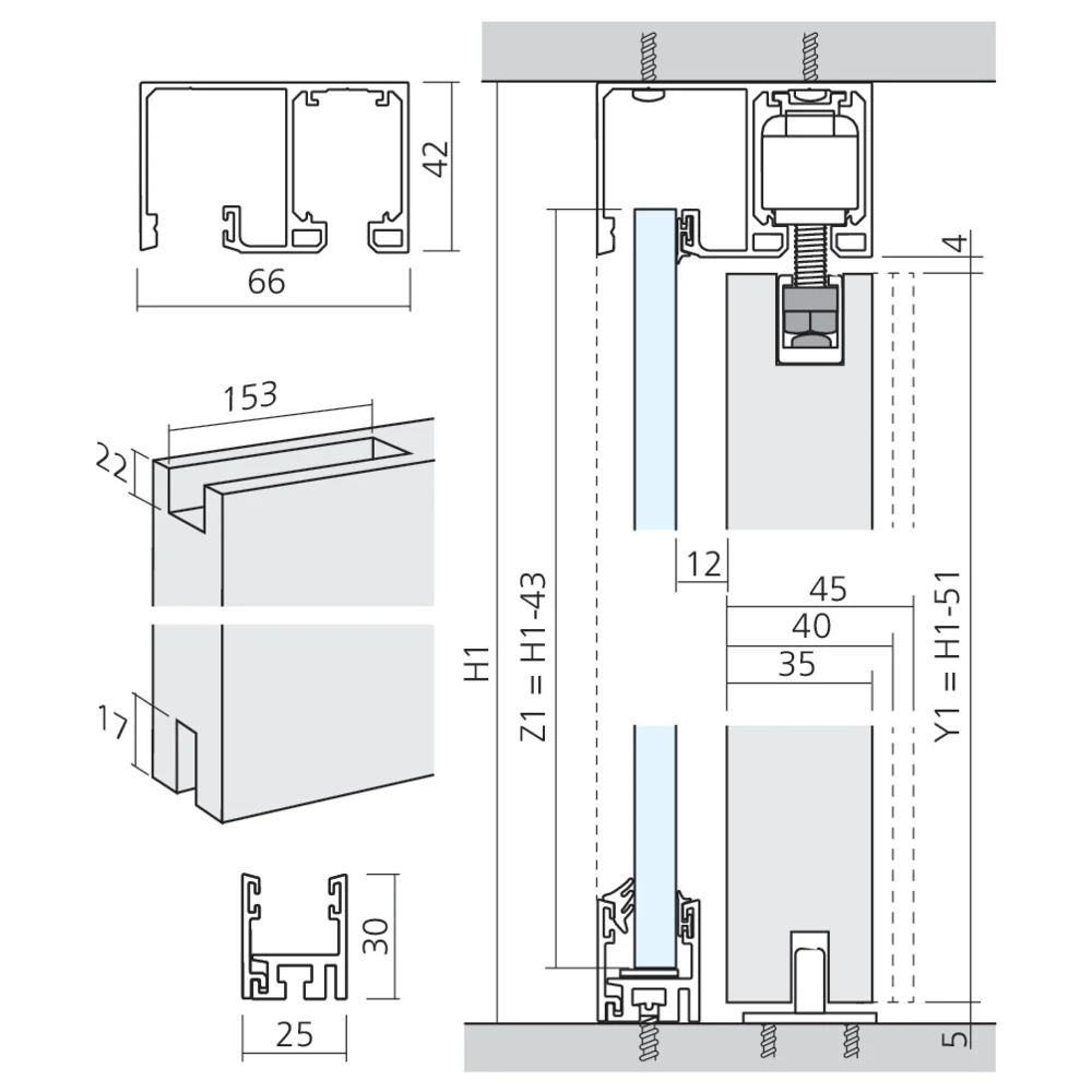Set de rails et profils FRONT