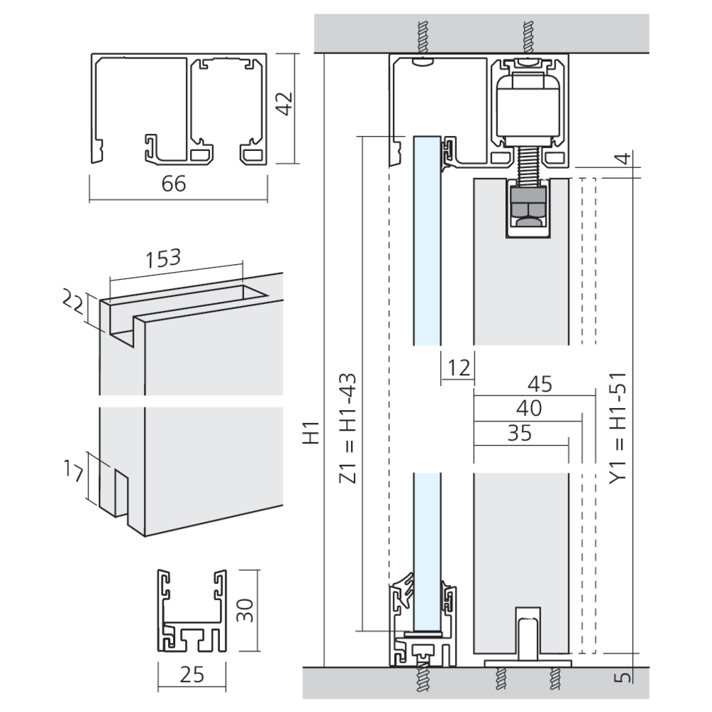 Set de rails et profils FRONT