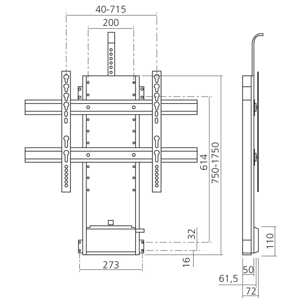 Colonne télescopique pour écran plat