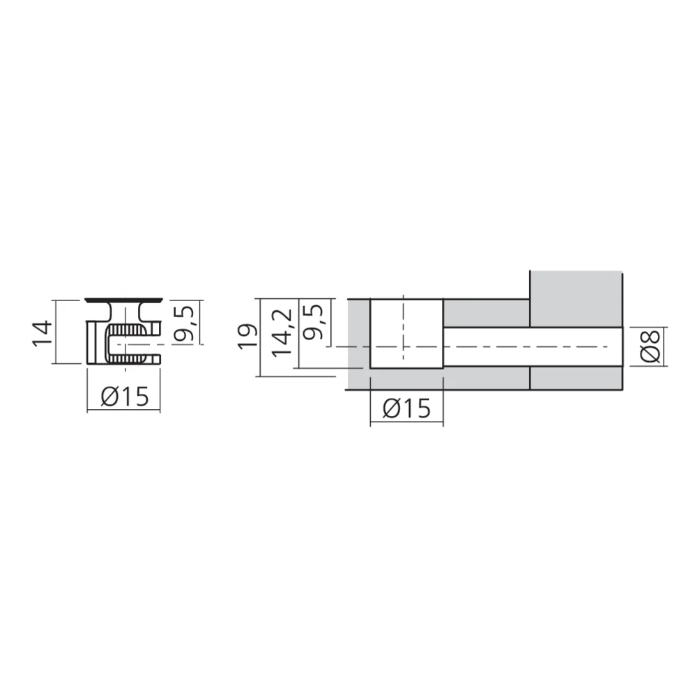 Boîtier excentrique MINI15 Ø15 mm avec rebord