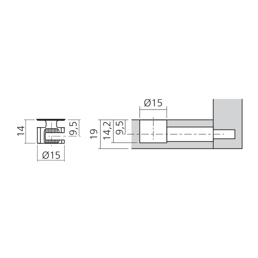 Boîtier excentrique MINI15 Ø15 mm avec rebord