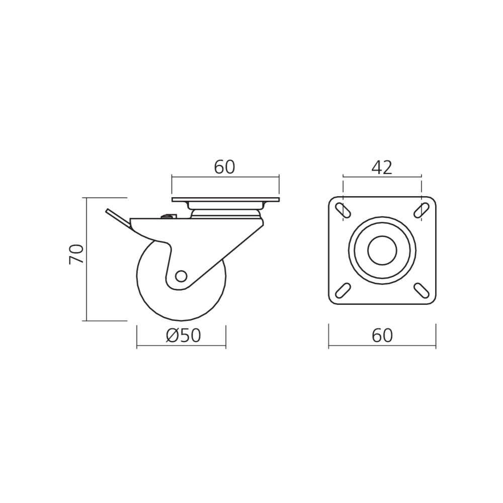 Roulette pivotante Ø50 mm