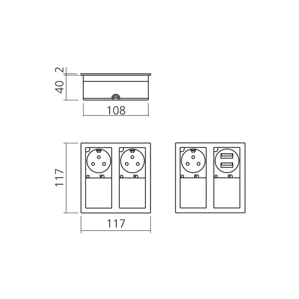 Bloc prises encastrable carré IP54