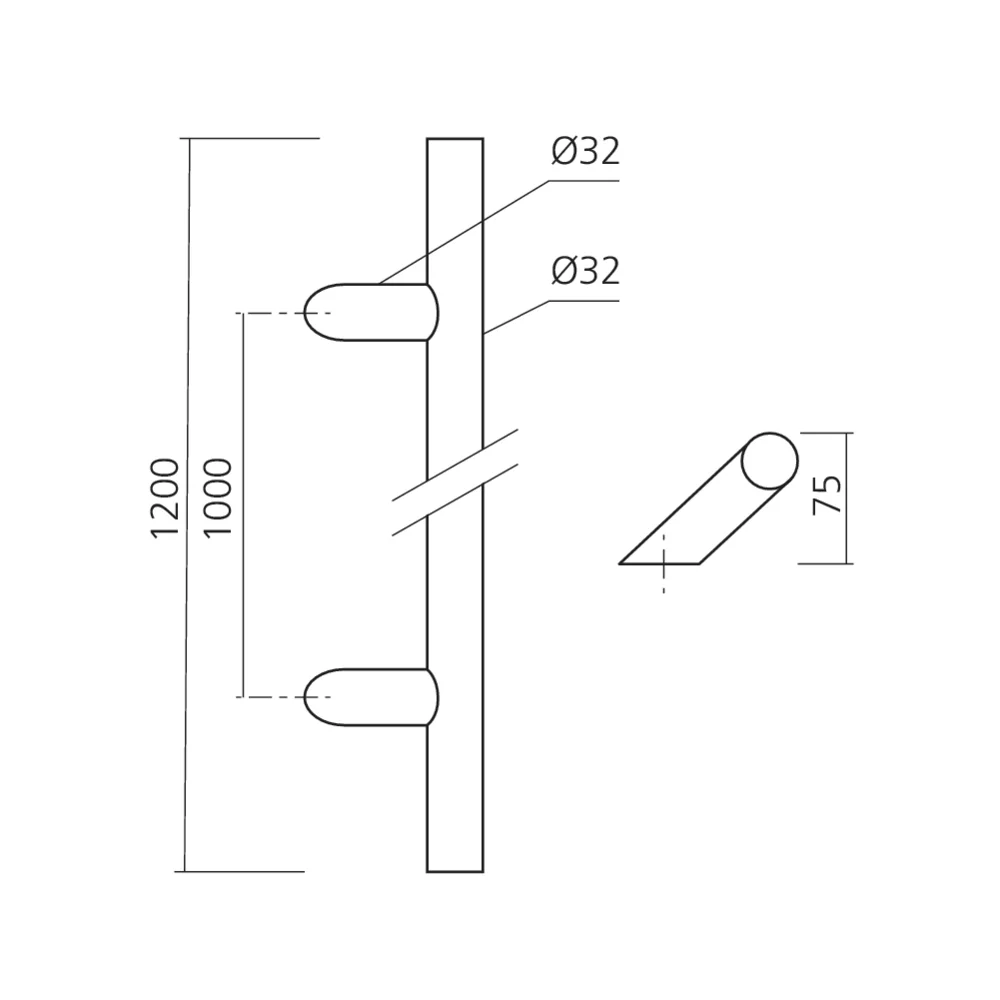 Poignée inclinée inox