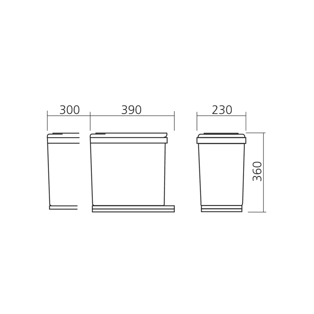 Poubelle coulissante rectangulaire 16 L