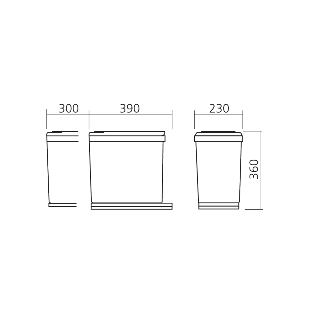 Poubelle coulissante rectangulaire 16 L