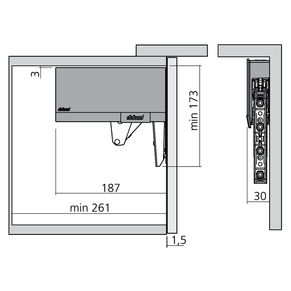 Réservoirs de force AVENTOS HK top TIP-ON fixation à visser