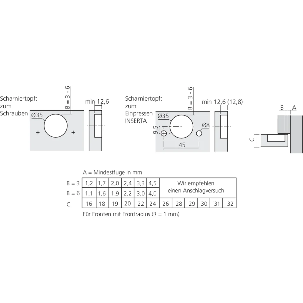 Charnière CLIP top à 120° sans ressort pour porte en applique