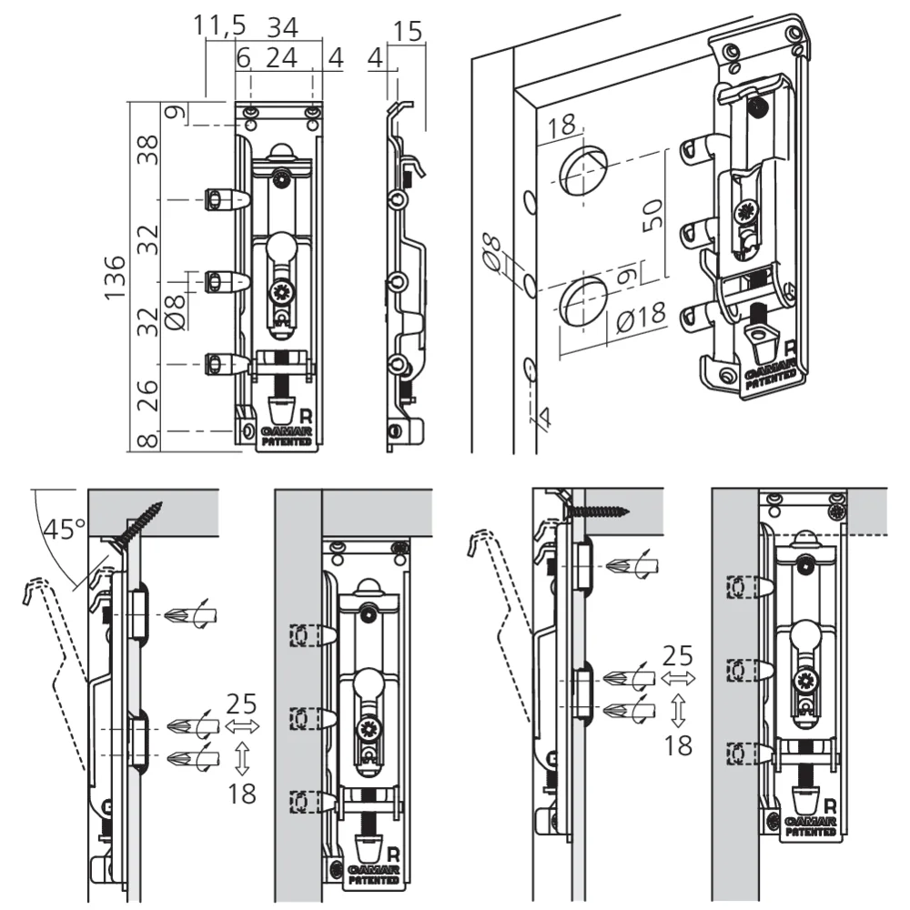 Attache invisible anti-décrochement à frapper