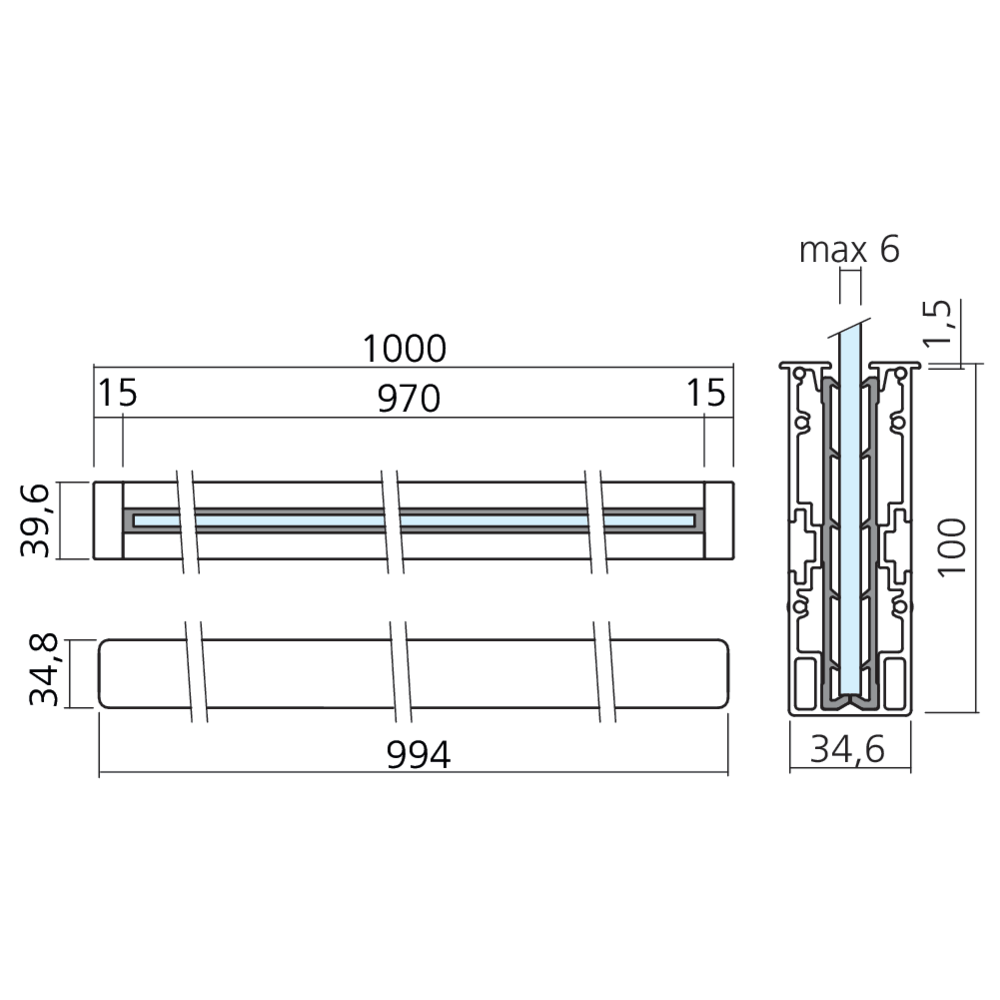 Profil pour cloison vitrée
