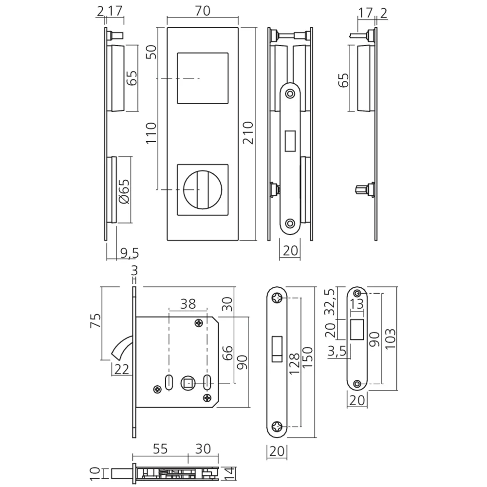 Poignée cuvette à condamnation