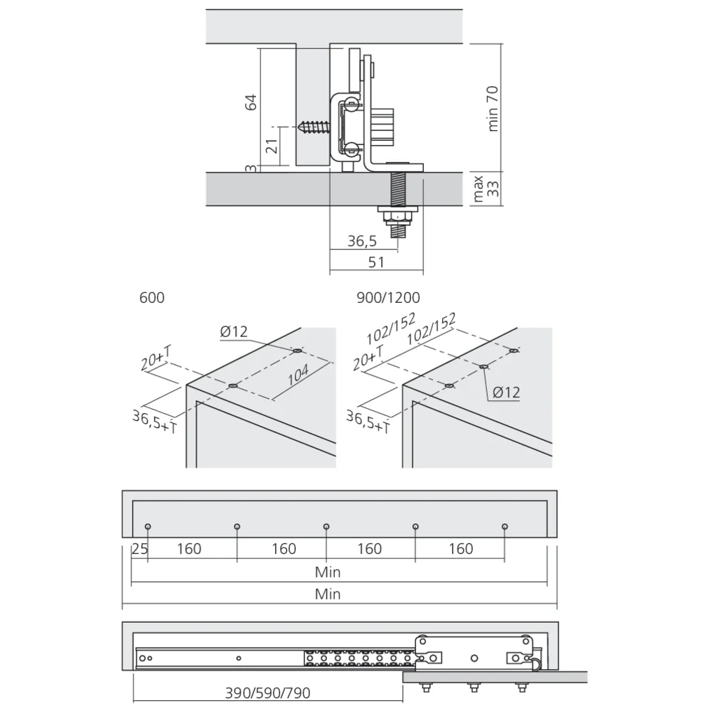 Coulisse intermédiaire pour COU43