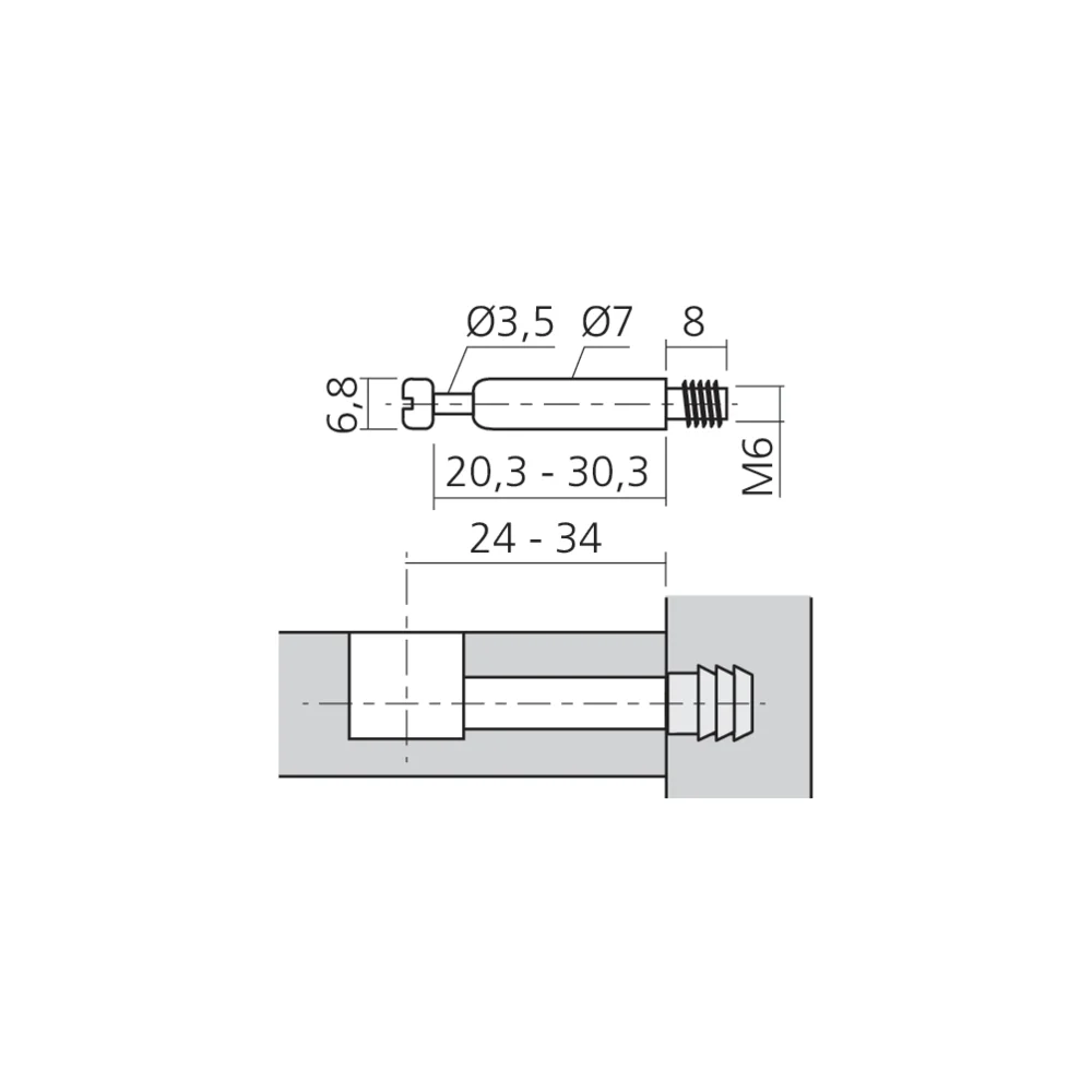 Tourillon MINI filet M6