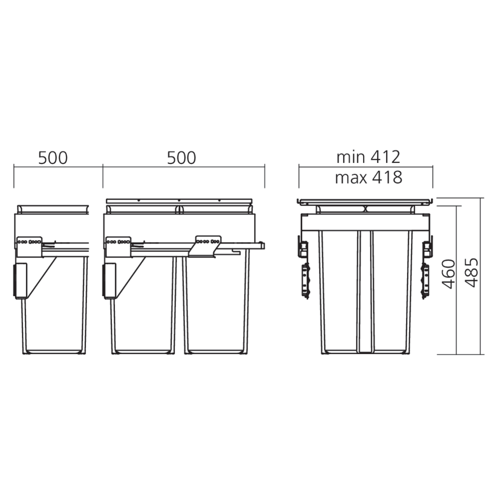 Poubelle EVO tri sélectif 58 L