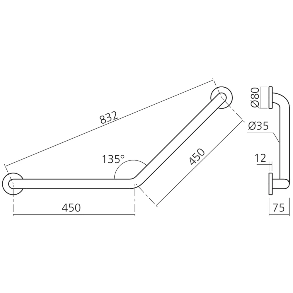 Barre d'appui coudée