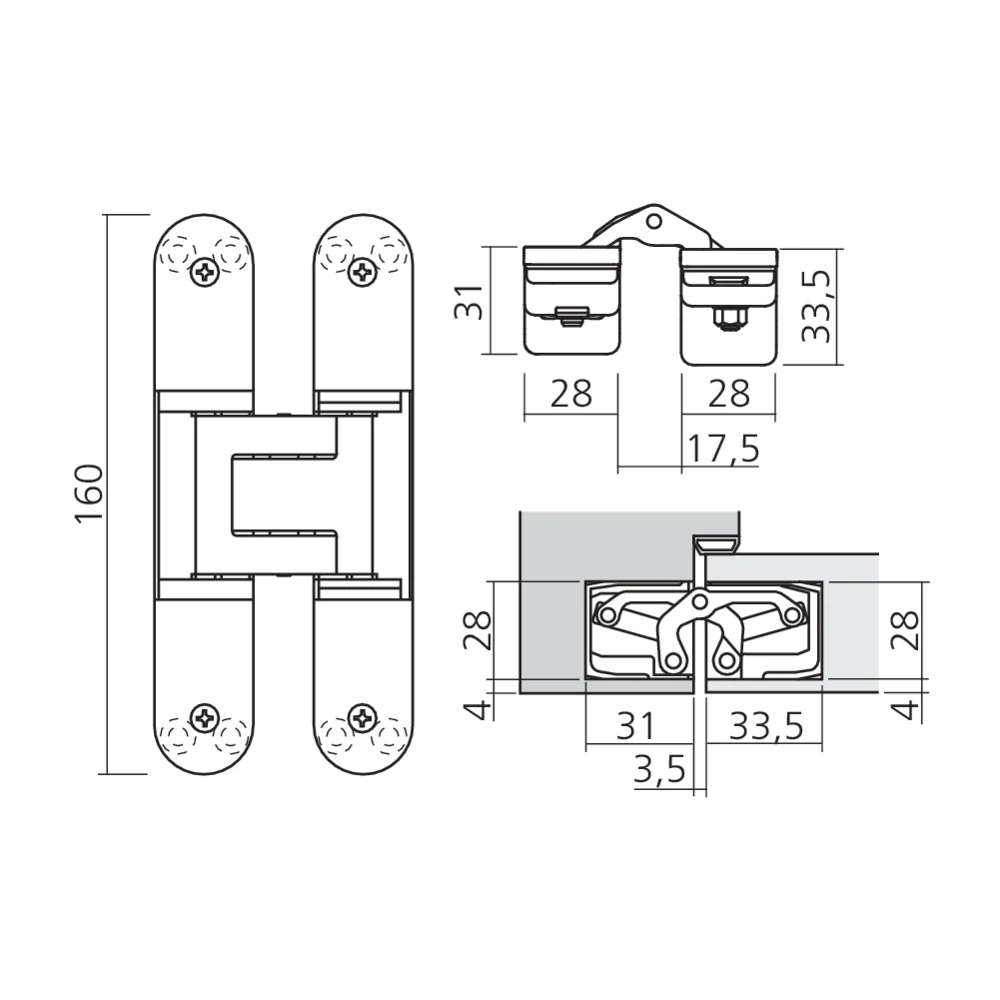 Charnière invisible TECTUS 80 kg