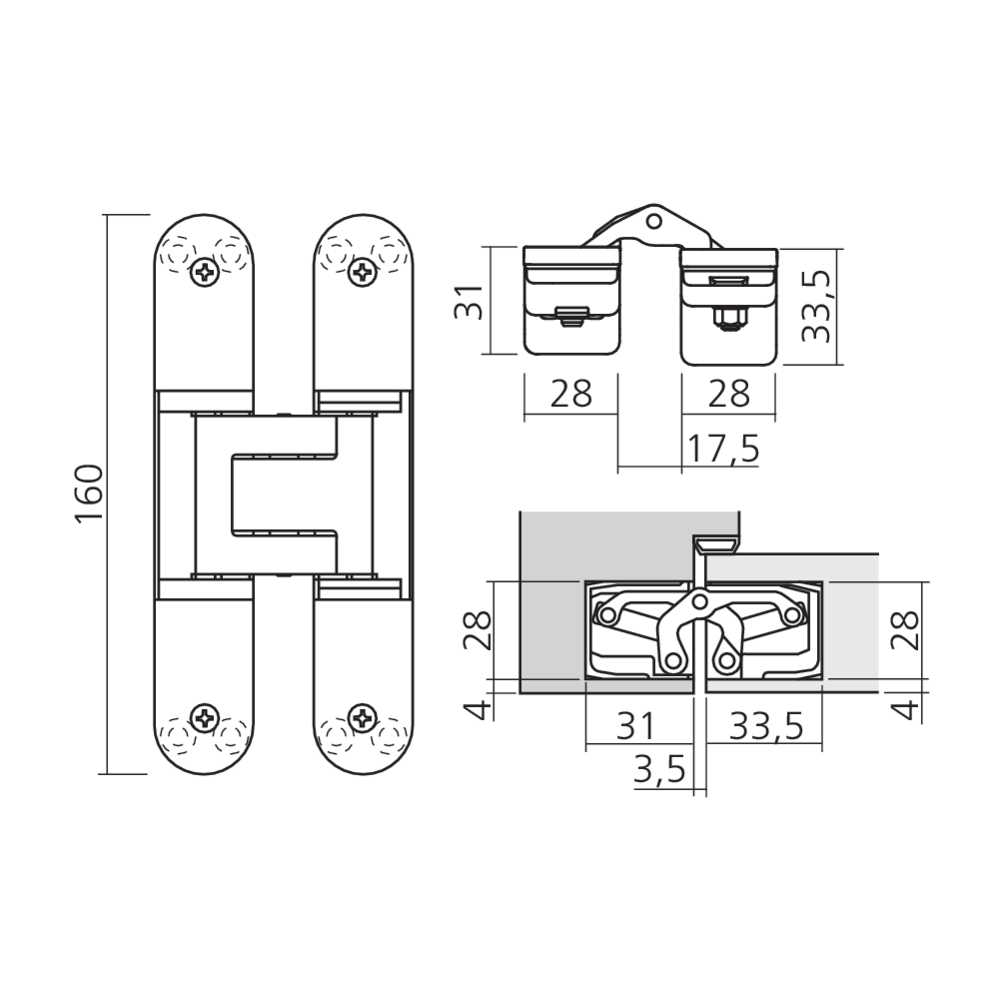 Charnière invisible TECTUS 80 kg