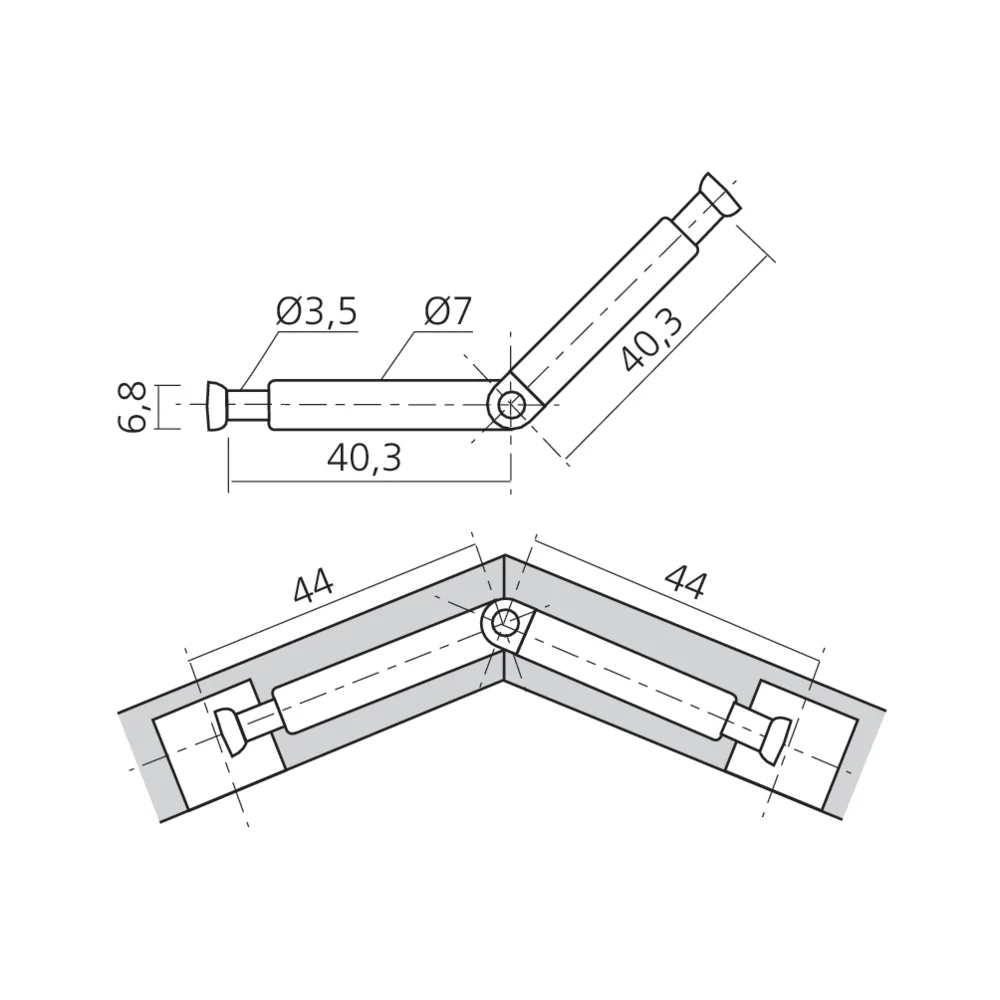 Tourillon double articulé MINI15