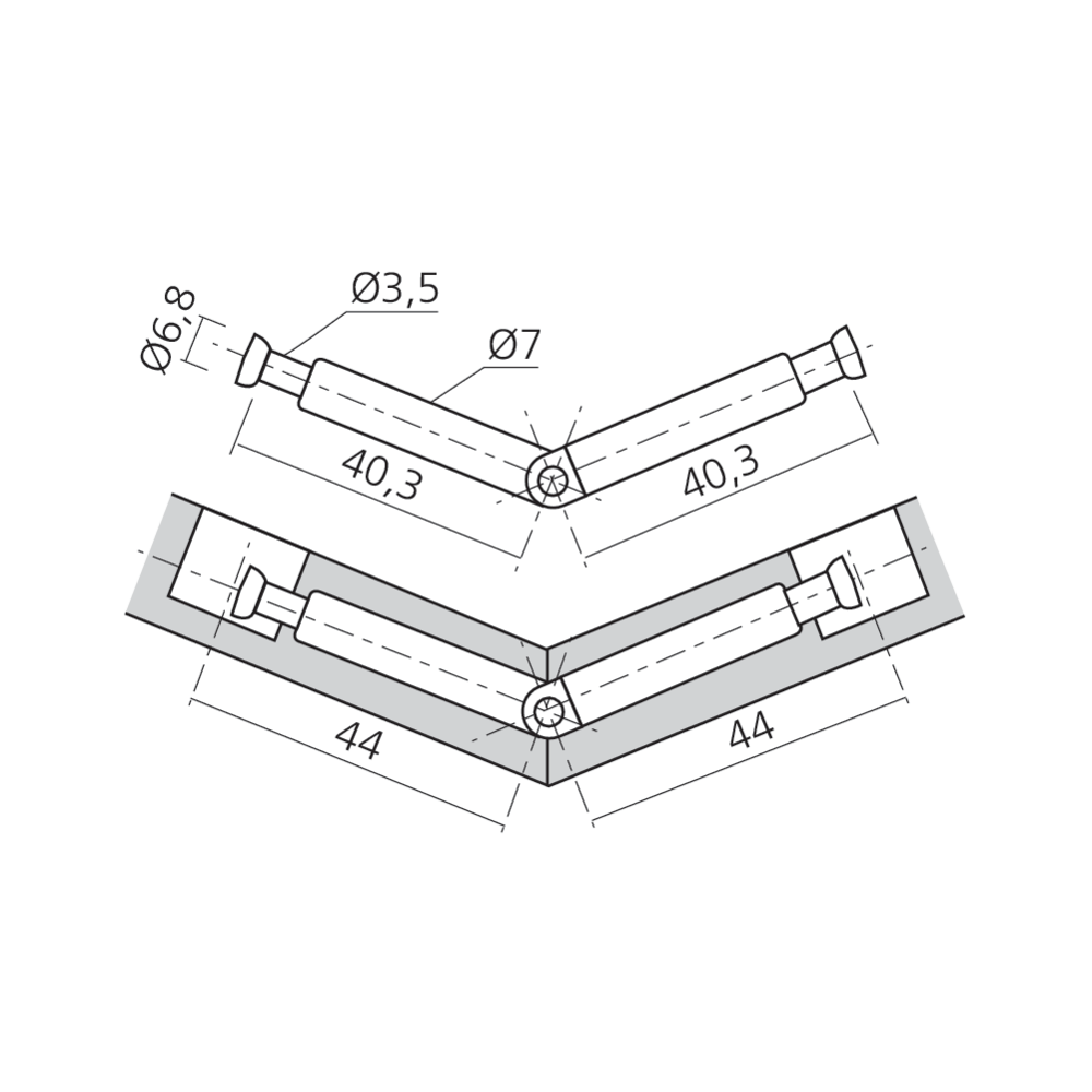 Tourillon double articulé MINI15
