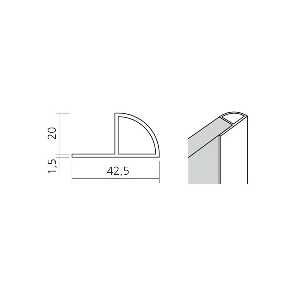 Profil d'extrémité quart de rond